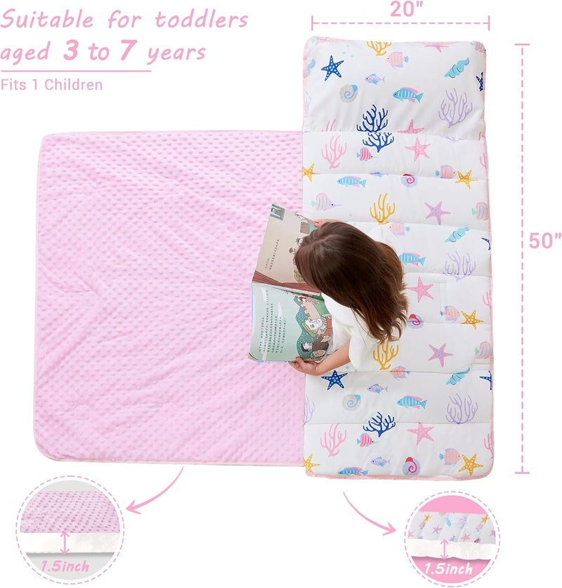 lasoftan Toddler Nap Mat with Pillow and Blanket, Extra Large Rolled Napping Mats,Slumber Bags for Boys Girls,Kids Sleeping Bag for Daycare, Preschool Travel Camping - Image 3